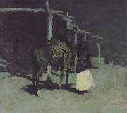 Frederic Remington Waiting in the Moonlight (mk43) oil on canvas